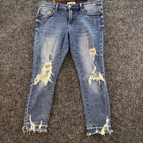 BKE Payton Jeans Women's 31 Blue Ankle Skinny Mid Rise Universal Fit Distressed - Picture 1 of 9